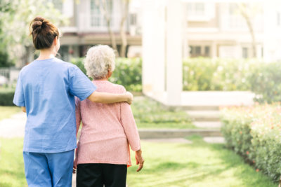 nurse and granny watching at homehealcare